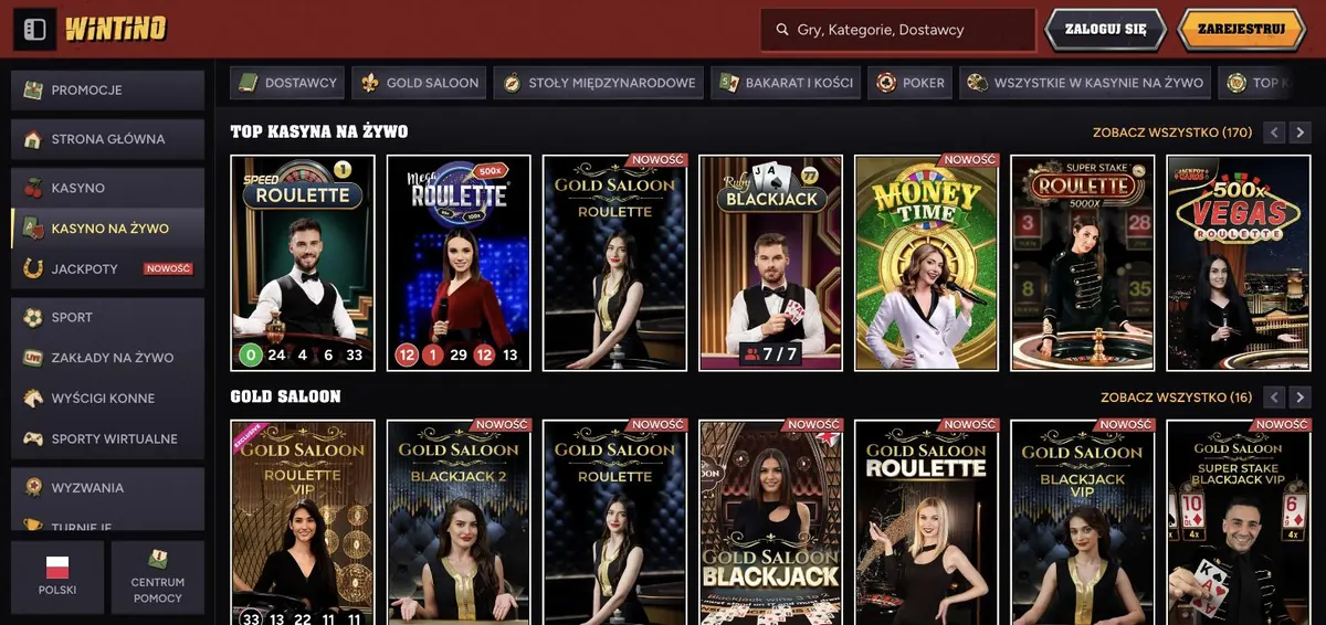 Wintino Test - Live-Casino mit den Gold-Saloon-Tischen